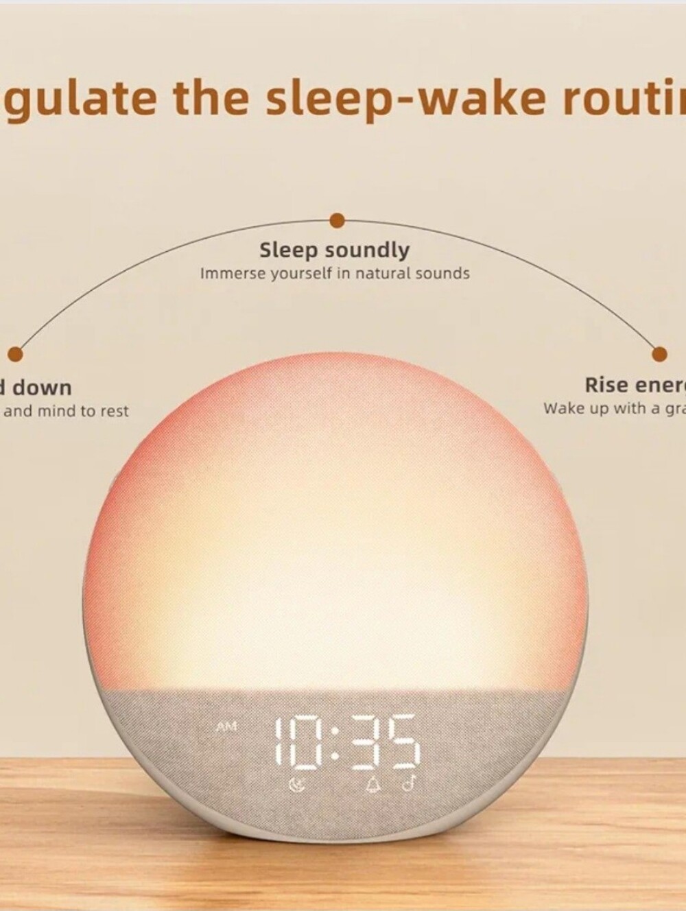 Smart Bluetooth Alarm Speaker — Beige - Picture 2 of 4